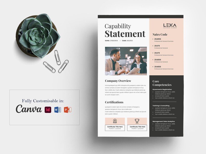 Examples Capabilities Brochure Indesign Business Capability Statement Template: Corporate Marketing Brochure ...