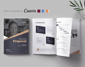 Business Proposal Template, Marketing Plan, Project Proposal: 16-Page MS Word, Canva & InDesign