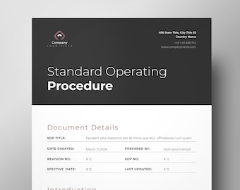 Plantilla de POE editable: Procedimiento operativo estándar (A4, Word, InDesign, Canva)