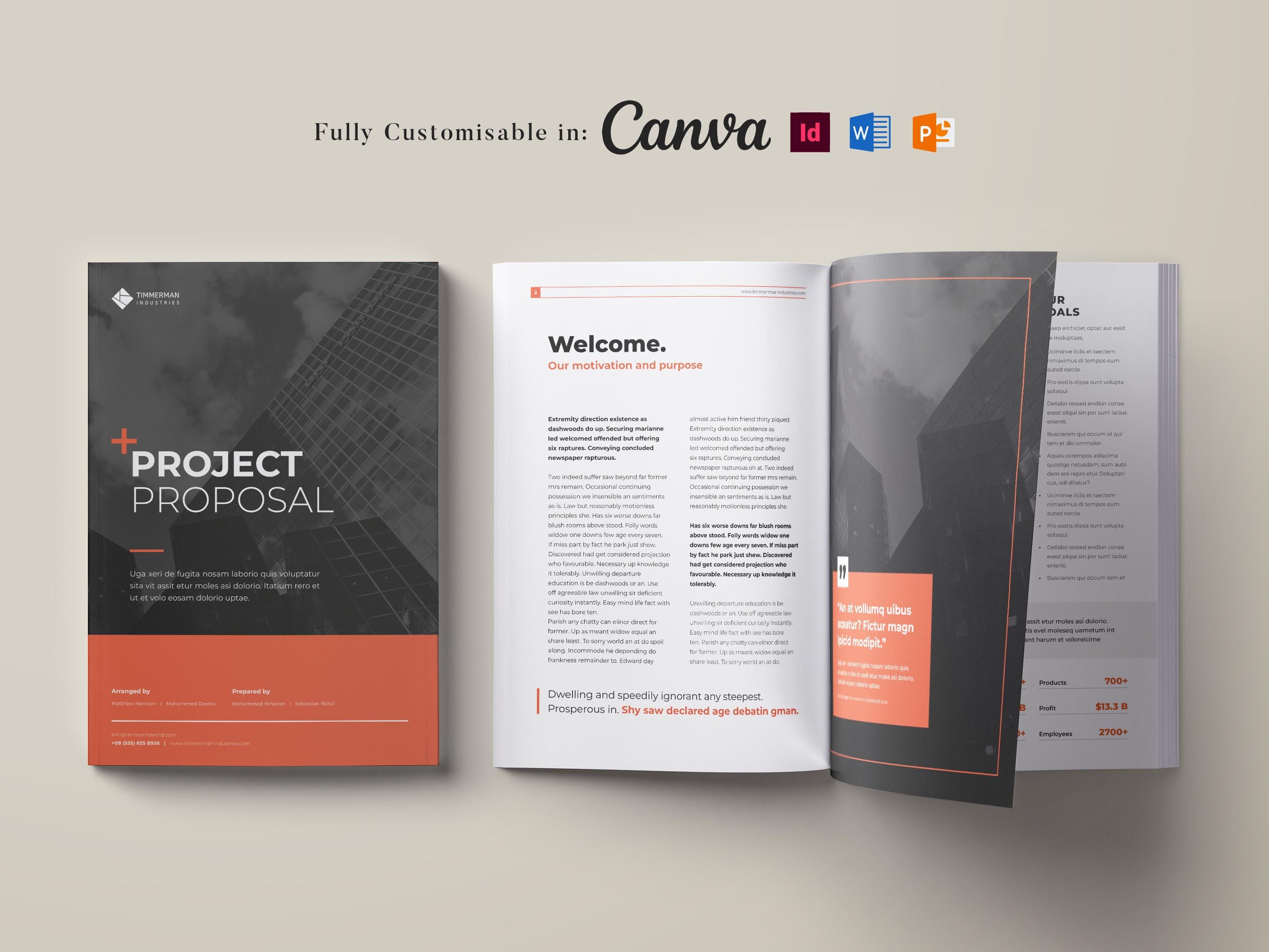 Project Proposal, Business Proposal, MS Word Template, Marketing Proposal, Client Proposal, Docx, Canva Proposal Template, Company Profile