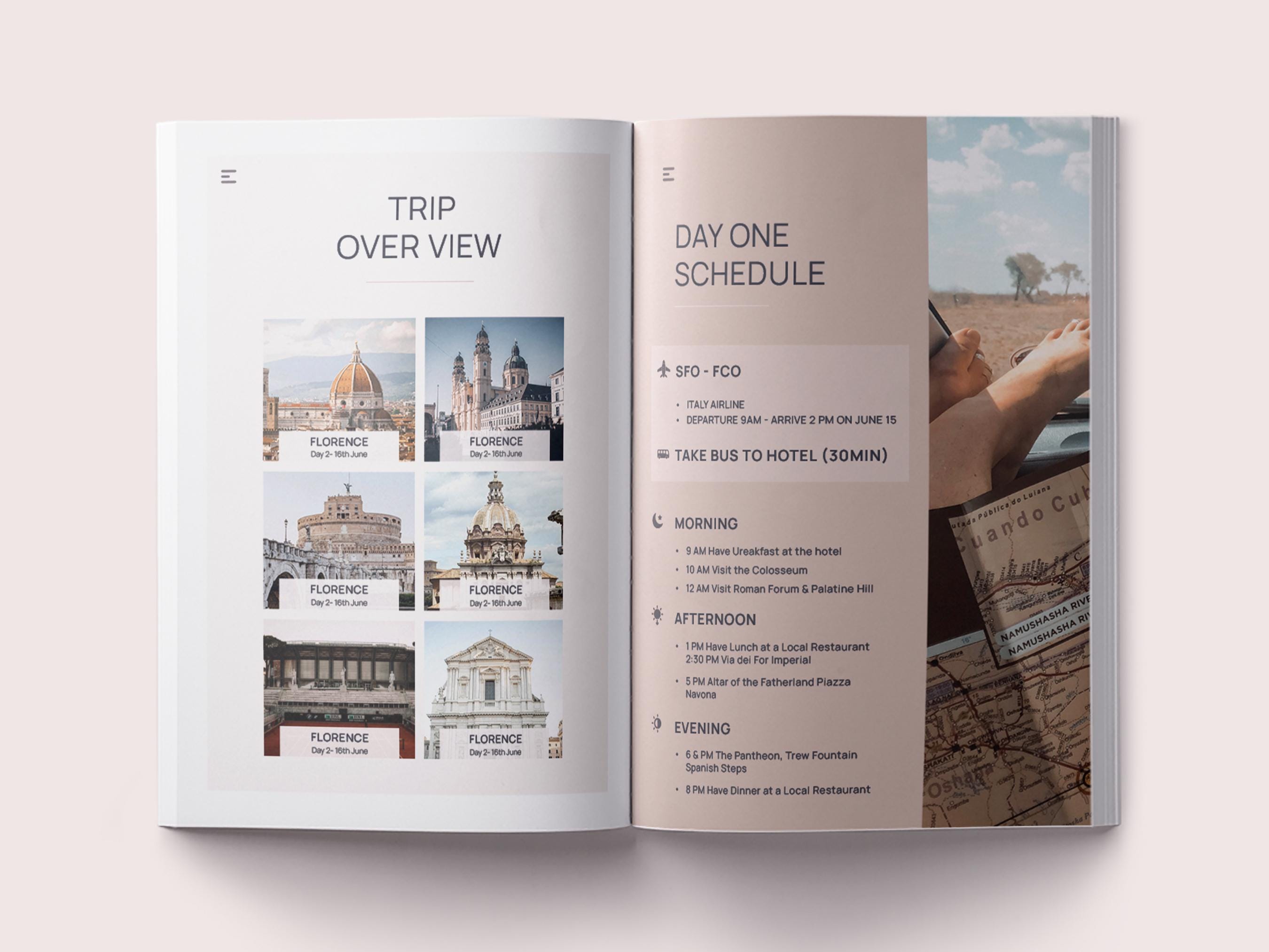 Editable Travel Itinerary Template: Travel Magazine, Canva, Indesign ...