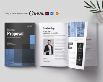 Professional Business Proposal Template: 16-Page MS Word, InDesign, Canva & PowerPoint
