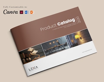 Product Catalog Template: Pricing Guide, Modern Design for Canva, InDesign, Word (A4 Size)