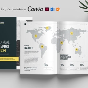 16 pages, Annual Report Template, MS Word Template, InDesign Template, Corporate Report, Company Profile, Project Report, Canva Template