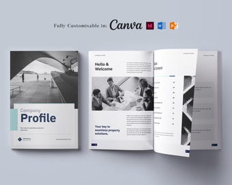 Company Profile Template: Business Brochure Design (InDesign, Word, Canva, PPTX)