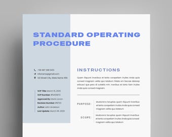 Editable SOP Template: Standard Operating Procedure, Brochure Template, Business Proposal, Marketing SOP