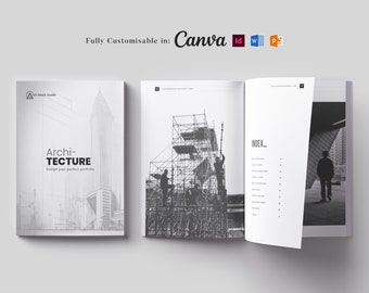 Architecture Portfolio Template: Marketing Portfolio, Business Proposal, Company Profile (Canva, Word, PPT, InDesign)