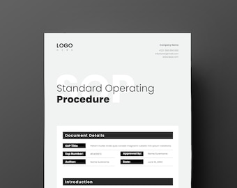 Editable SOP Template: Standard Operating Procedure, Brochure Template, Business Proposal, Marketing SOP