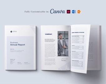 Plantilla de informe anual: Diseño corporativo para Canva, InDesign y Word