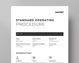 Editable SOP Template: Standard Operating Procedure, A4 & US Letter