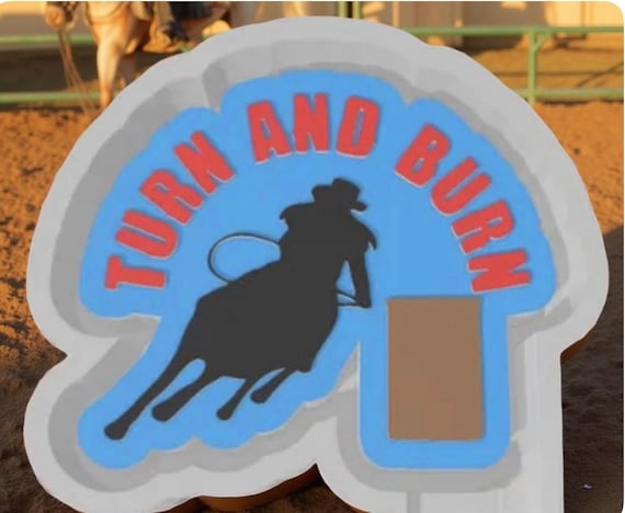 Barrel racing “Turn and burn” Car freshie mold or mold housing.