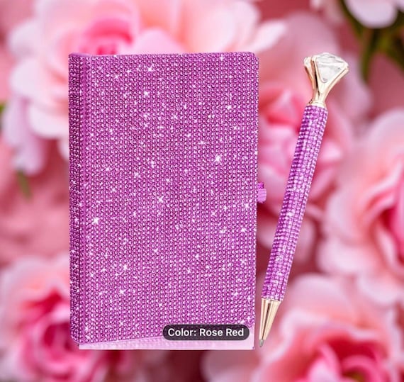 Diamond A5 Notebook & Pen Set, Shiny Diary (4-Pack)