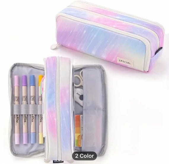 Large Capacity Pencil Case: 3 Compartment Stationery Organizer