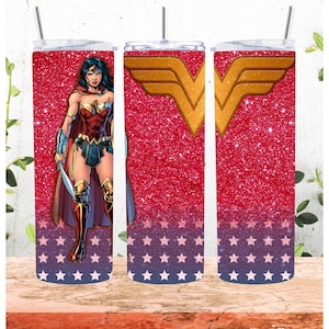 WONDER WOMAN Classic Glossy Blue 18 oz. Plastic Cups Party Favor, Cups Set  of 4
