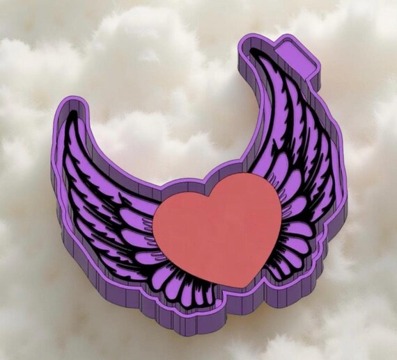 angel wings with heart  Car freshie mold or mold housing.