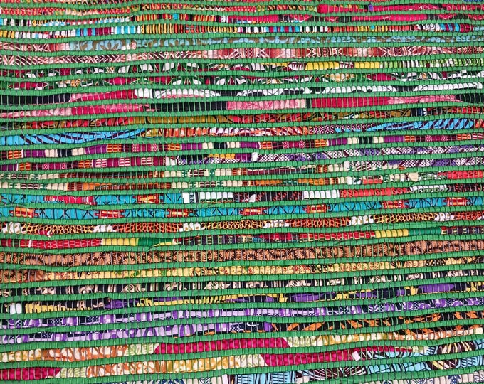 Colorful Handwoven African Print Rag Rug - Etsy