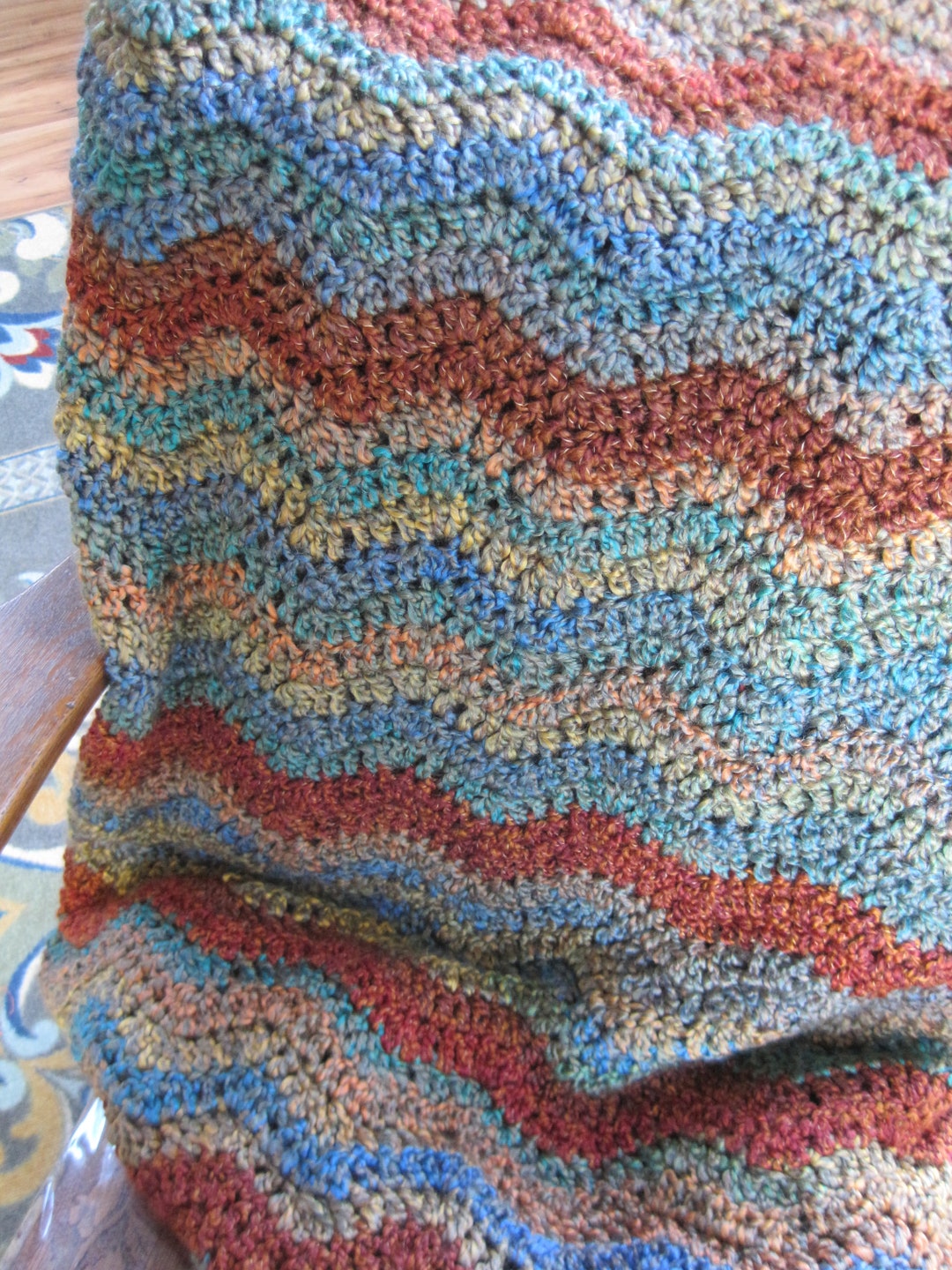 Hand Crocheted Variegated Afghan throw Etsy