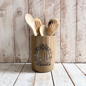 Vintage Moira Pottery Utensil Crock; Farmhouse Decor Utensil Holder