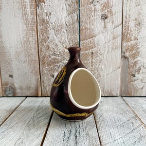 Vintage Aviemore Keramik Salzschwein; Schottische Studio Keramik, Braun & Senfgelber Abstract Swirl