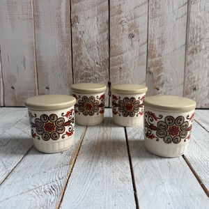 Zestaw 4 słoików na przyprawy w stylu vintage Palissy; doniczki na zioła w stylu retro z kwiatowym wzorem i pokrywkami*
