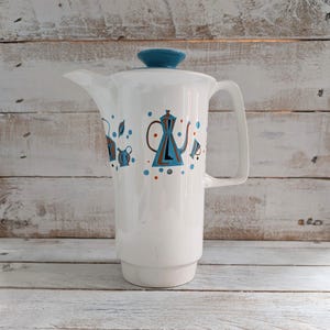 Vintage Crown Devon Coffee Pot; MCM Retro Abstract Ceramic Jug
