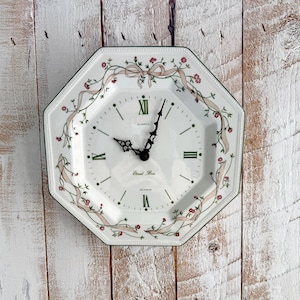 Vintage Johnson Brothers Eternal Beau Ceramic Wall Clock; Iconic 1980's English Floral Kitchen Decor