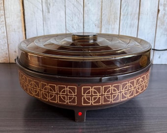 Vintage Ekco Hostess Karussell Speisenwärmer; Retro 1970er Jahre Lazy Susan Buffet Servierkasten