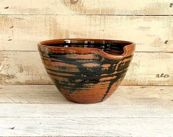 Vintage Made in Cley Studio Pottery Handcrafted Mixing/ Pouring Bowl; Home Decor, Mid-Century Pottery, Glazed Pottery, Baking Bowl