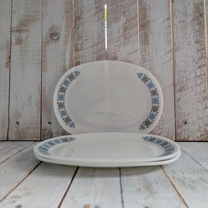 Vintage Pyrex Chelsea Steak Plates - Set of 3 Milk Glass Oval Platters