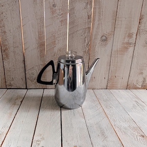 Percolateur Sona pour cuisinière en aluminium chromé ; Bouilloire rétro, cadeau pour amateur de café, cafetière vintage, cafetière vintage, ustensiles de cuisine rétro