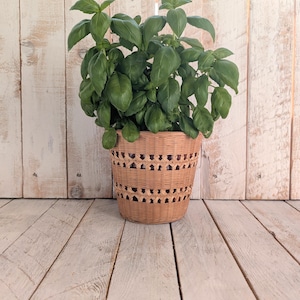 Cestino in vimini e rattan per piante; cestino intrecciato vintage, fioriera in vimini, vaso per piante MCM, cestino per piante retrò, cestino per la carta straccia, boho chic