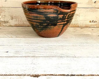 Vintage Made in Cley Studio Pottery Handcrafted Mixing/ Pouring Bowl; Home Decor, Mid-Century Pottery, Glazed Pottery, Baking Bowl