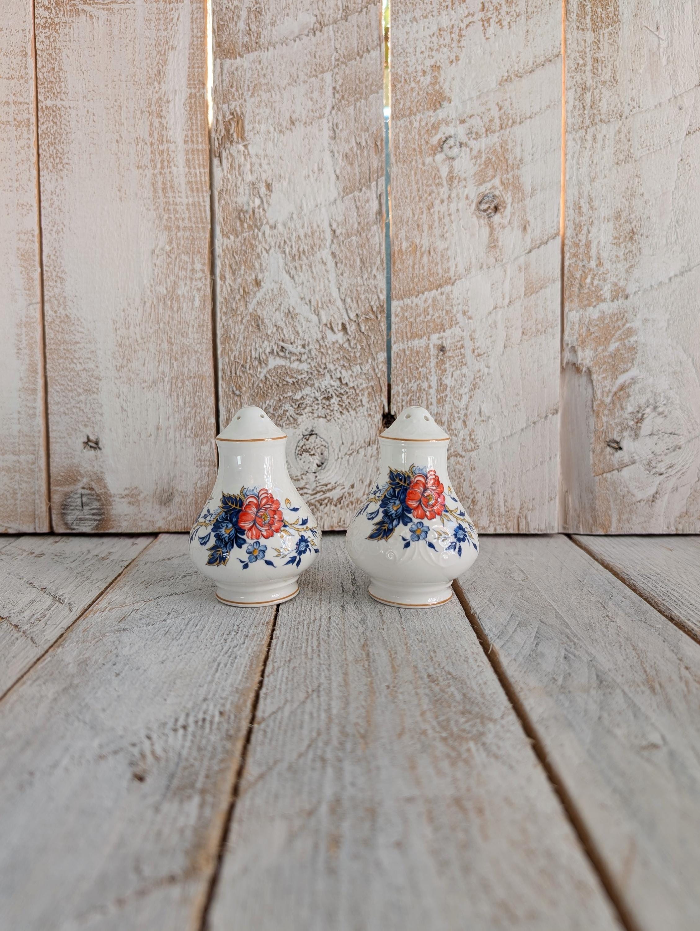 Vintage Crown Staffordshire Penang Floral Salt & Pepper Shakers