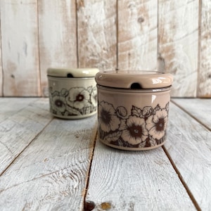 Vintage Pair of Hornsea Cornrose Jam Jars with Lids; Mid Century Ceramic Preserve Pots