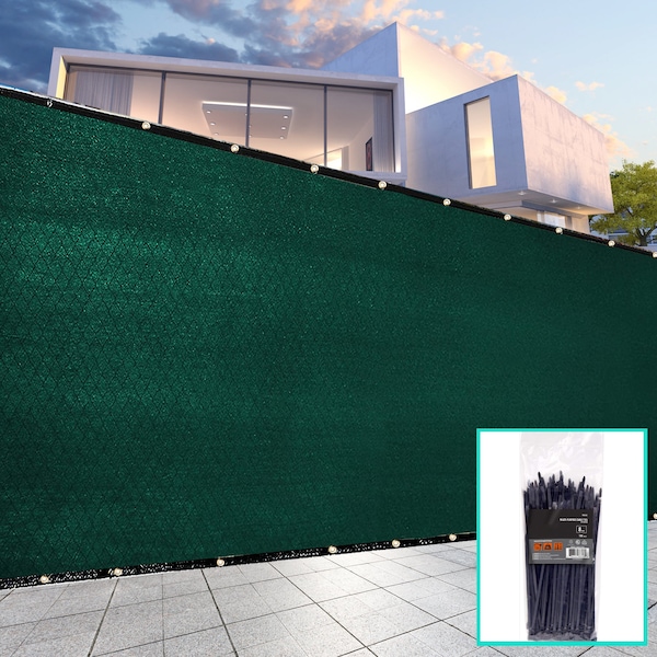 SUNNY MOOD 3.5' Tall Custom Size Fence Privacy Screen Windscreen Commercial Grade Mash Material UV Block Black Border - Custom Size Accepted