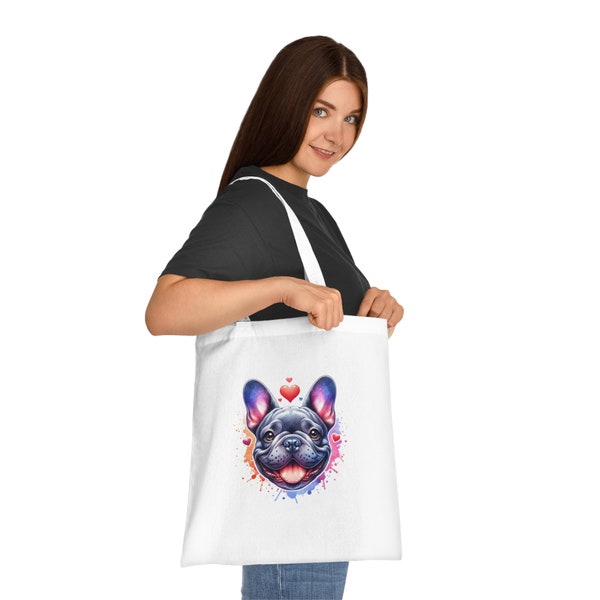 Sac fourre-tout en tissu, cadeau pour amoureux des chiens, bouledogue français dessin animé mignon