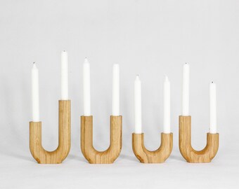 “Meandre” candle holder in solid oak.