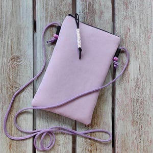 Sac à bandoulière lavande lilas, sac en tissu pour téléphone portable, sac à main pour téléphone bandoulière avec fermeture à glissière, petit sac à bandoulière violet, pochette pour téléphone portable faite main