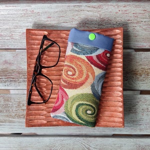 Fabric glasses case, Geometric glasses case, Tapestry glasses pouch, Soft padded glasses case, Handmade glasses case, Colourful glasses case