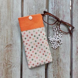 Fabric glasses case, Soft Eyeglass Case, Orange sunglasses case, Colorful glasses holder, Cotton Reading glasses case, Padded glasses pouch