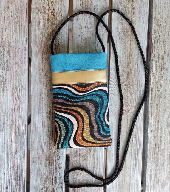 Cell Phone Crossbody Purse, Blue Shoulder Bag for Phone, Fabric Mobile Phone  Case, Denim and Tapestry Phone Pouch, Cell Phone Wallet Bag - Etsy