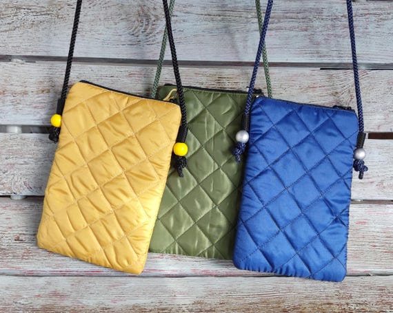 Bolso bandolera pequeño amarillo, Bolso de tela para teléfono