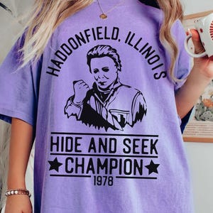 Comfort Colors® Versteckspiel Champion Vintage Horrorfilm Halloween, Michael Myers Shirt, Halloween Shirt, Horrorfilm, Halloween Sweatshirt