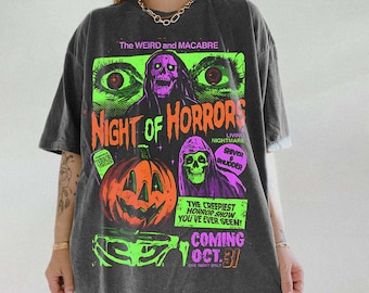 Vintage 90s Halloween Movies, Retro Horror Night Comfort Colors Shirt, Halloween Vibes Tee, Halloween Shirt, Horror Movies Characters Shirt
