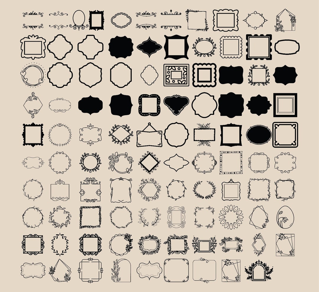 75 Frame Svg Bundle, Rectangle Frames Svg, Digital Download, Flourish ...