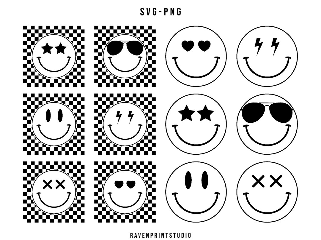 Smiley Face Svg, Happy Face Svg, Checkered Smiley Svg, Smiley Face