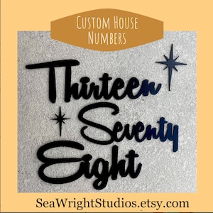 LARGE 8-INCH "SW Zorro" script font. House numbers, addresses, names business signs Mid-Century Modern House Numbers Retro Cursive 50s 60s