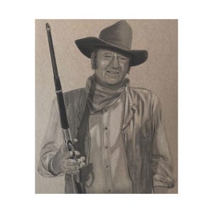 John Wayne Art, The Duke, Cowboy, Western Movie Decor, Vintage Hollywood Print