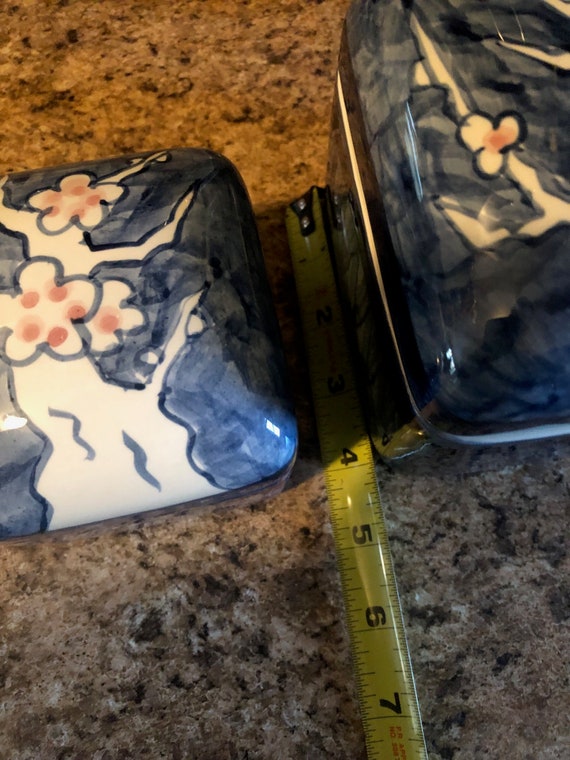 Vintage Blue Ceramic Japanese Nesting Boxes - Thr… - image 5