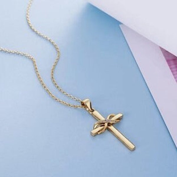 Infinity Butterfly Cross with chain 18K Gold Plated Cross